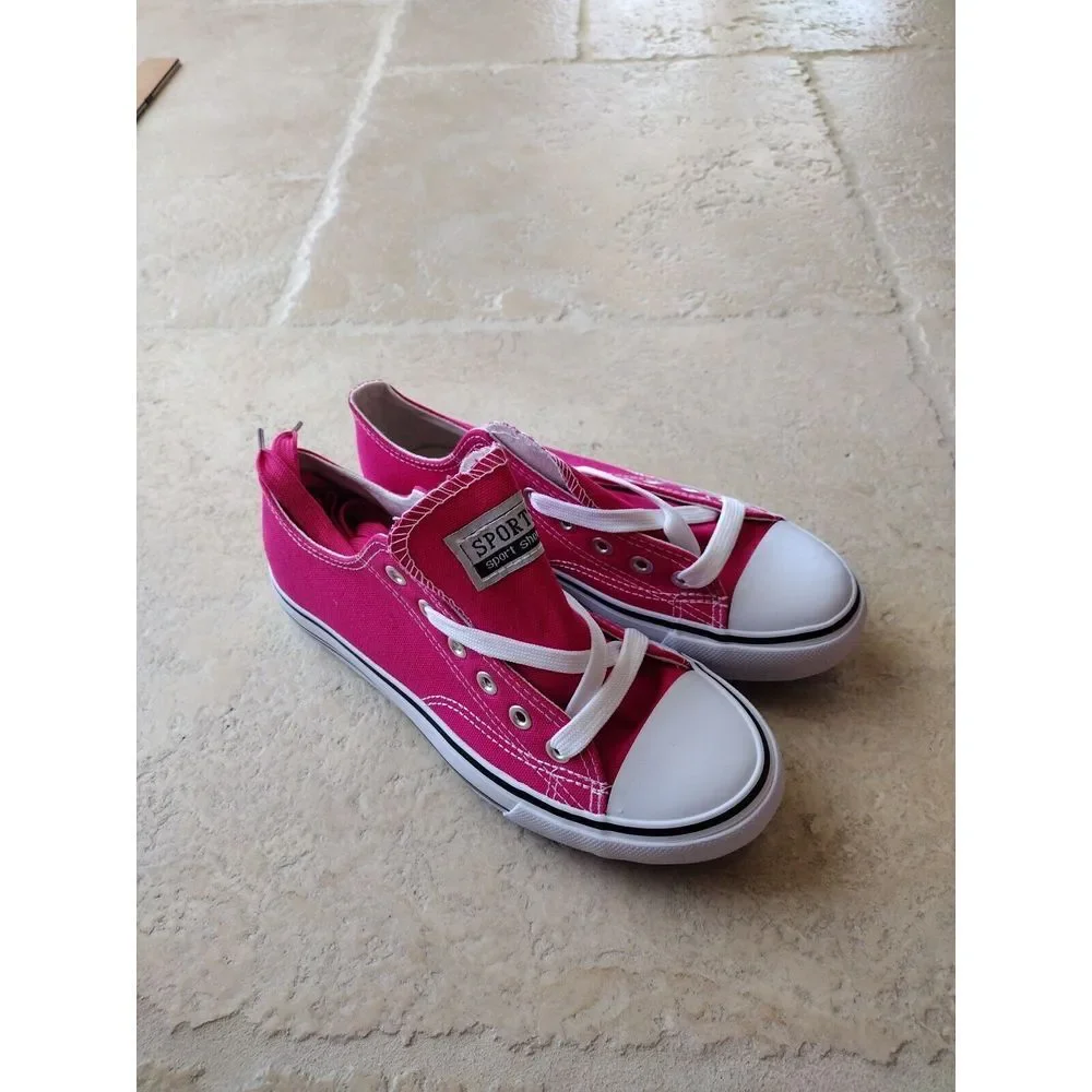 Sports Shoes Kids 8 Fuchsia White Classic Low Top Sneakers‎ Canvas School Skate